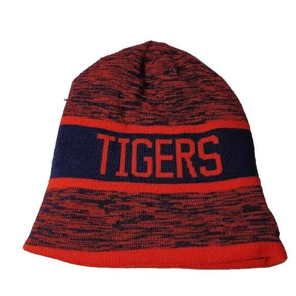 Nike Logo Clemson Tigers Adult Beanie Winter Hat Stocking Cap Orange Purple - Picture 1 of 2